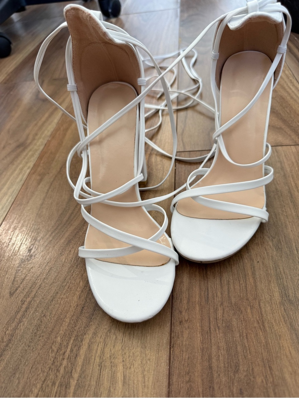 Women’s White Strappy Lace-Up Sandals